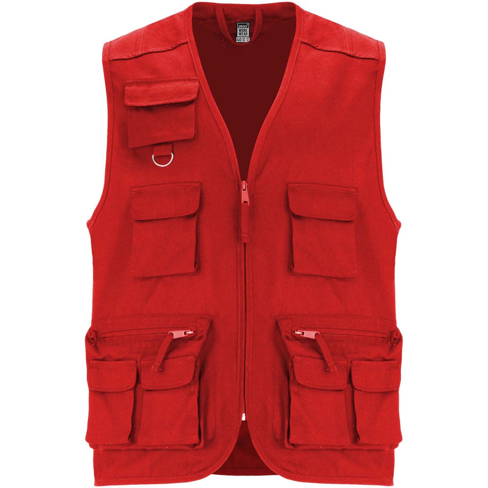Venera Arbeitsweste mit V-Ausschnitt und mehreren Taschen, 200 g/m2  - Rot
