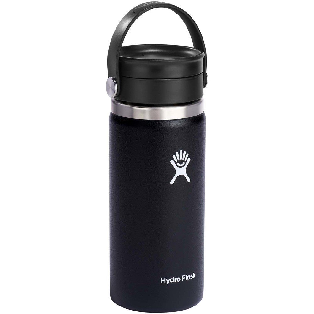 Hydro Flask Isolierbecher aus Edelstahl mit breiter Öffnung 473 ml und Flex Sip™ Deckel - Schwarz