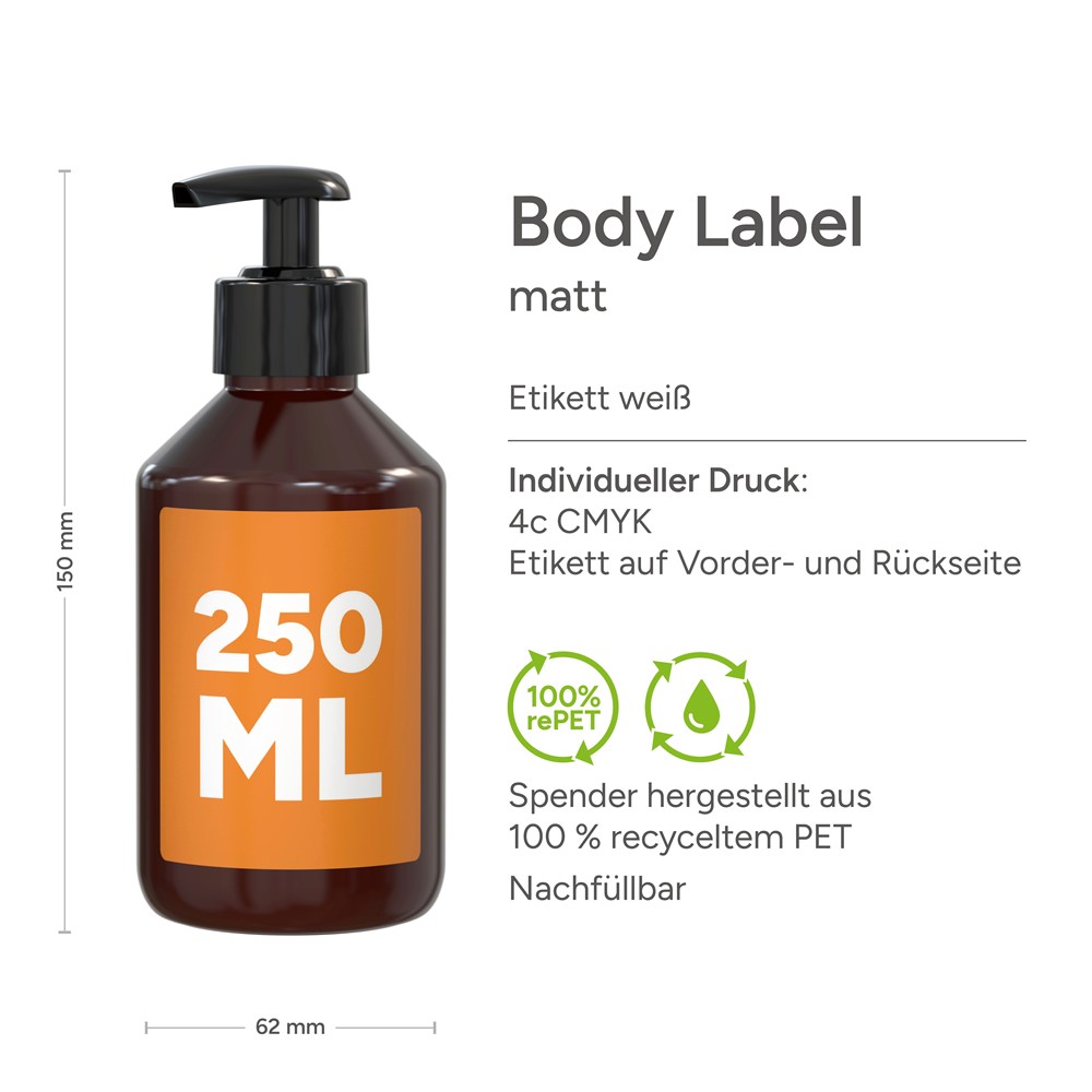 Hände-Desinfektionsgel (DIN EN 1500), 250 ml, Body Label (R-PET)