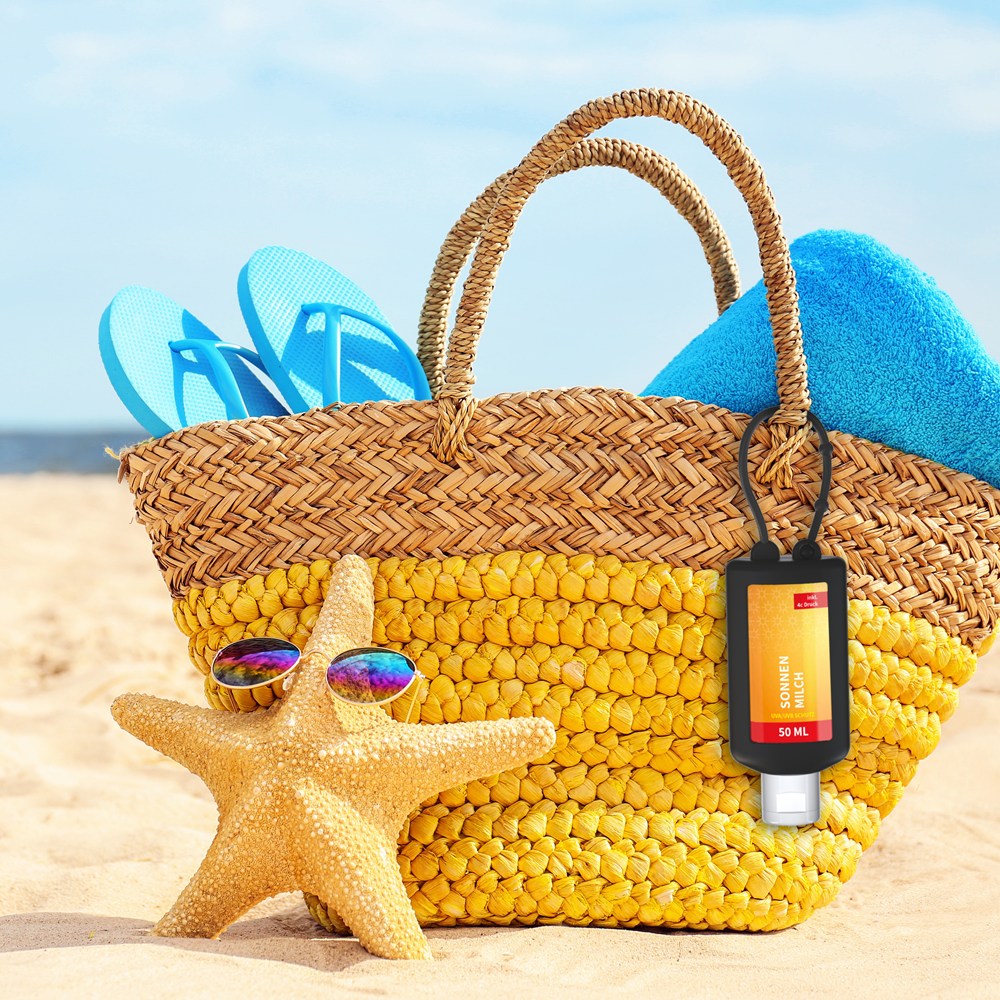 Sonnenmilch LSF 50 (sens.), 50 ml Bumper (schwarz), Body Label (R-PET)